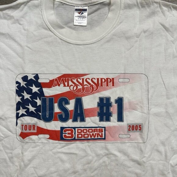 Vintage 3 Doors Down Shirt Men’s XL Tour Rock Band Licence Plate 2005 White - Picture 3 of 5